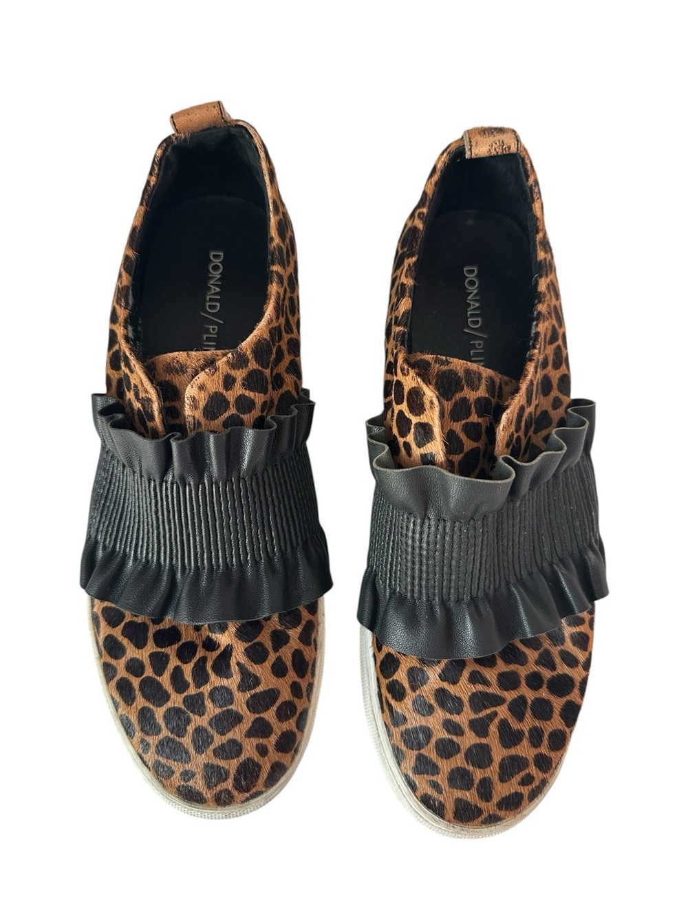 Donald J. Pliner Leopard Print Slip-On Sneakers Loafers Brown and Black, Size 6